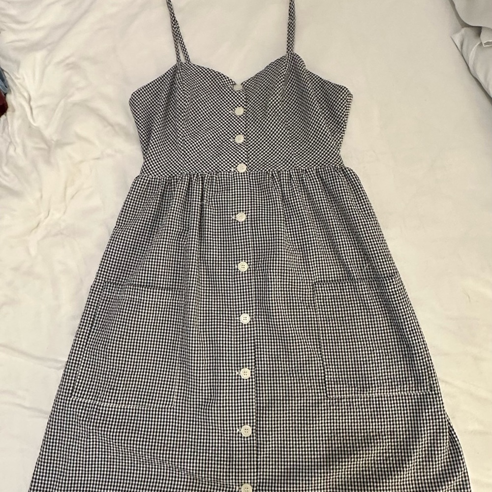checkered Picnic Dress, Black and White, Forever 21